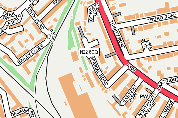 N22 8QQ map - OS OpenMap – Local (Ordnance Survey)