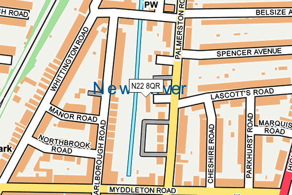 N22 8QR map - OS OpenMap – Local (Ordnance Survey)