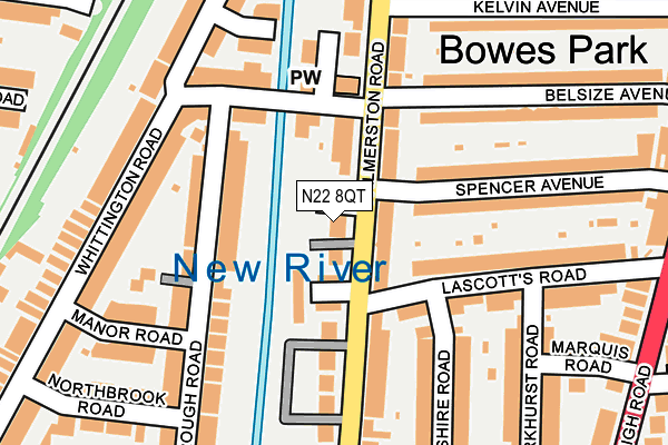 N22 8QT map - OS OpenMap – Local (Ordnance Survey)