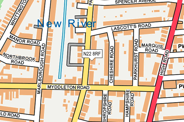 N22 8RF map - OS OpenMap – Local (Ordnance Survey)