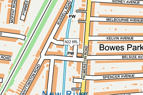 N22 8RL map - OS OpenMap – Local (Ordnance Survey)