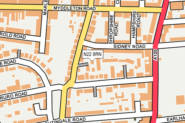 N22 8RN map - OS OpenMap – Local (Ordnance Survey)