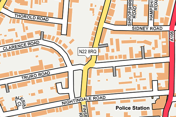 N22 8RQ map - OS OpenMap – Local (Ordnance Survey)