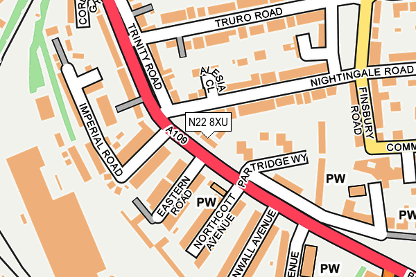 N22 8XU map - OS OpenMap – Local (Ordnance Survey)