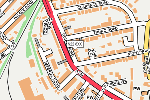 N22 8XX map - OS OpenMap – Local (Ordnance Survey)