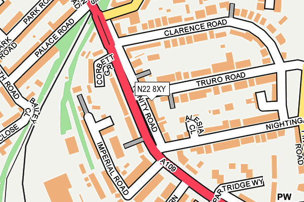 N22 8XY map - OS OpenMap – Local (Ordnance Survey)