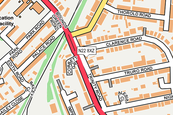 N22 8XZ map - OS OpenMap – Local (Ordnance Survey)