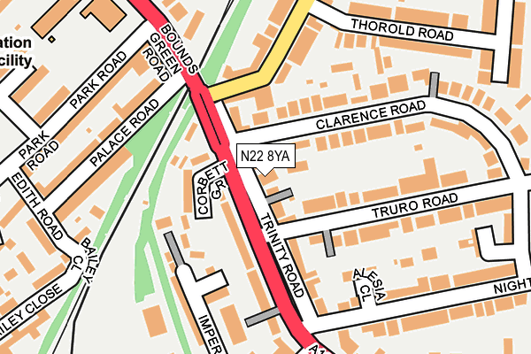 N22 8YA map - OS OpenMap – Local (Ordnance Survey)