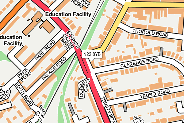 N22 8YB map - OS OpenMap – Local (Ordnance Survey)