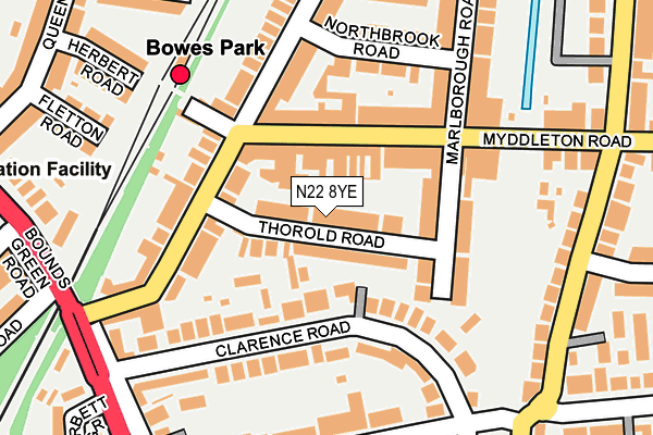 N22 8YE map - OS OpenMap – Local (Ordnance Survey)