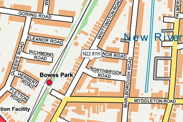 N22 8YH map - OS OpenMap – Local (Ordnance Survey)