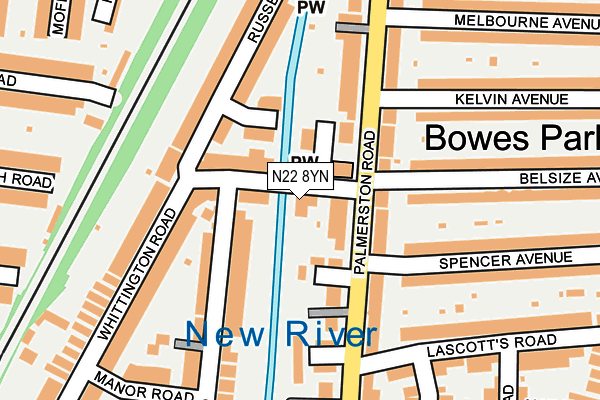 N22 8YN map - OS OpenMap – Local (Ordnance Survey)