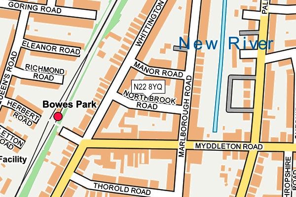 N22 8YQ map - OS OpenMap – Local (Ordnance Survey)