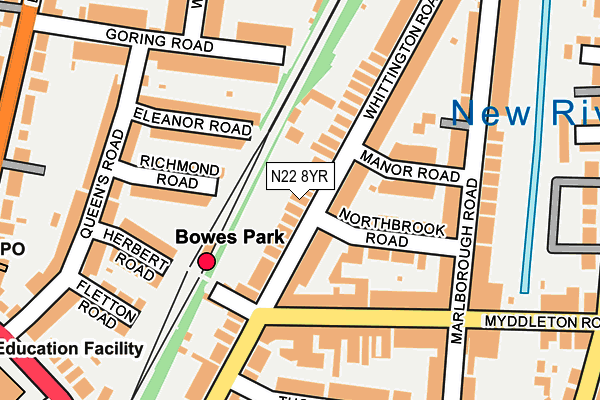 N22 8YR map - OS OpenMap – Local (Ordnance Survey)