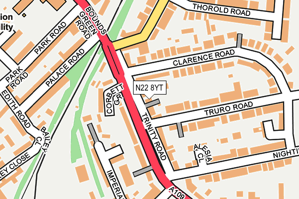 N22 8YT map - OS OpenMap – Local (Ordnance Survey)