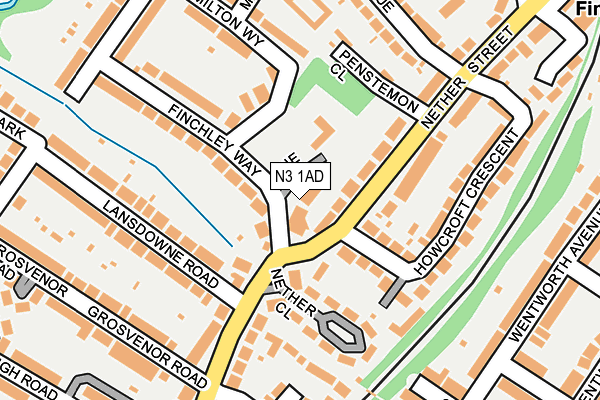 N3 1AD map - OS OpenMap – Local (Ordnance Survey)