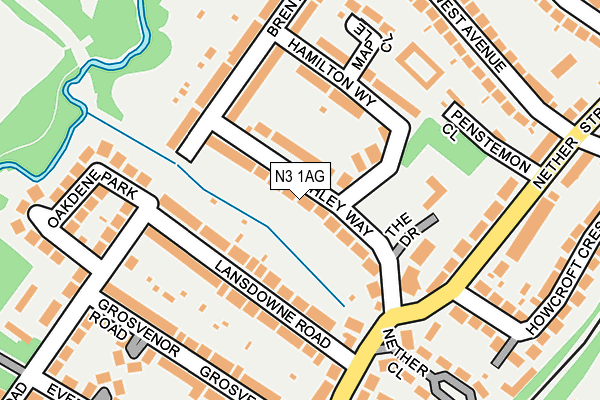 N3 1AG map - OS OpenMap – Local (Ordnance Survey)