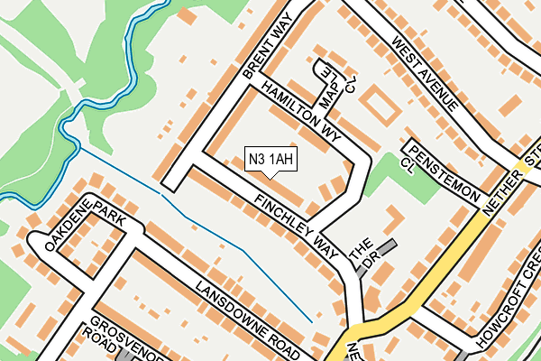 N3 1AH map - OS OpenMap – Local (Ordnance Survey)