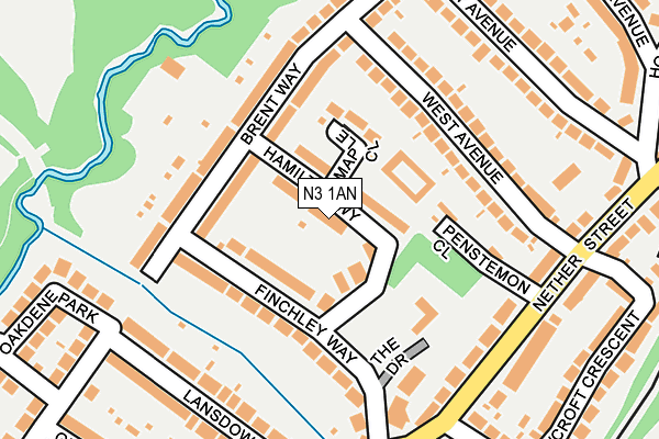 N3 1AN map - OS OpenMap – Local (Ordnance Survey)