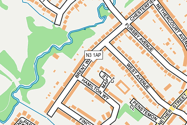 N3 1AP map - OS OpenMap – Local (Ordnance Survey)