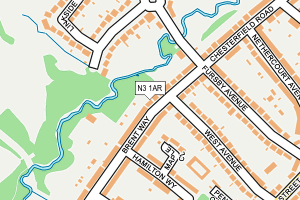 N3 1AR map - OS OpenMap – Local (Ordnance Survey)