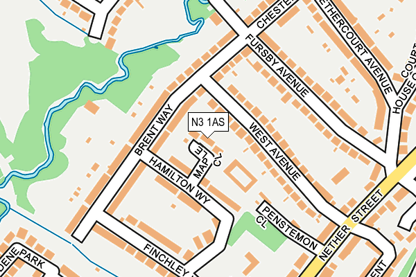 N3 1AS map - OS OpenMap – Local (Ordnance Survey)