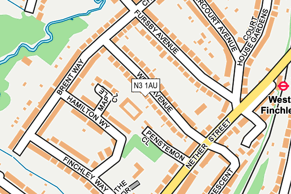 N3 1AU map - OS OpenMap – Local (Ordnance Survey)