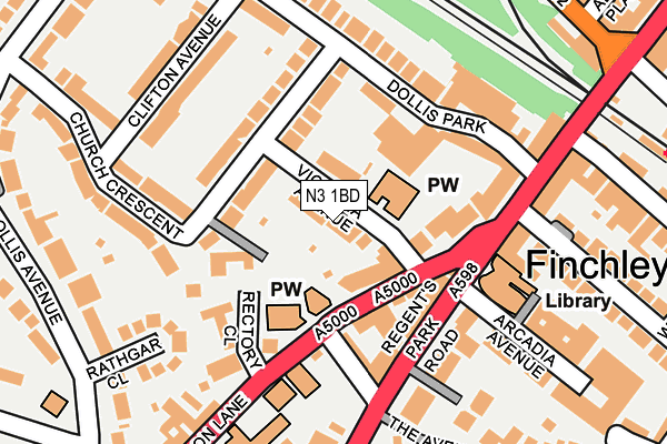 N3 1BD map - OS OpenMap – Local (Ordnance Survey)