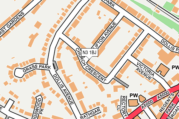 N3 1BJ map - OS OpenMap – Local (Ordnance Survey)