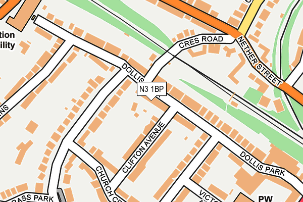 N3 1BP map - OS OpenMap – Local (Ordnance Survey)