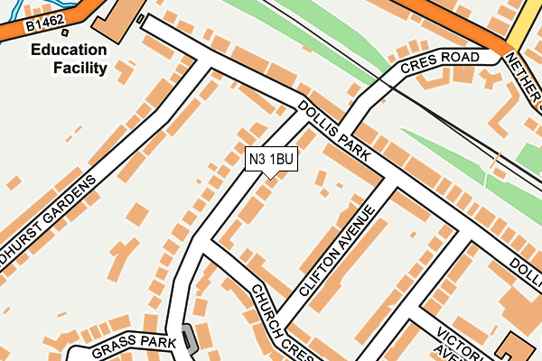 N3 1BU map - OS OpenMap – Local (Ordnance Survey)