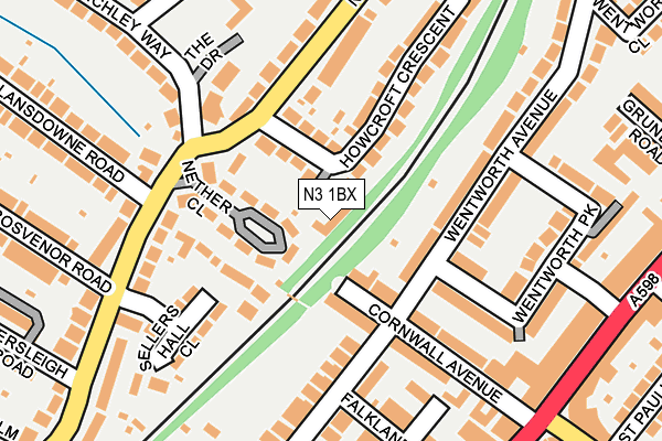 N3 1BX map - OS OpenMap – Local (Ordnance Survey)