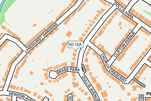 N3 1DA map - OS OpenMap – Local (Ordnance Survey)