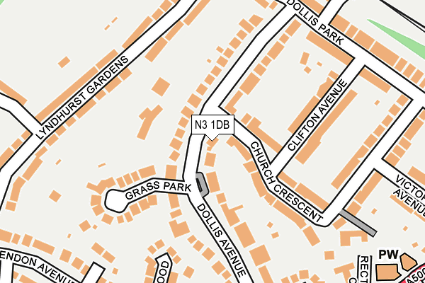 N3 1DB map - OS OpenMap – Local (Ordnance Survey)