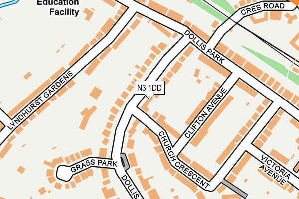 N3 1DD map - OS OpenMap – Local (Ordnance Survey)