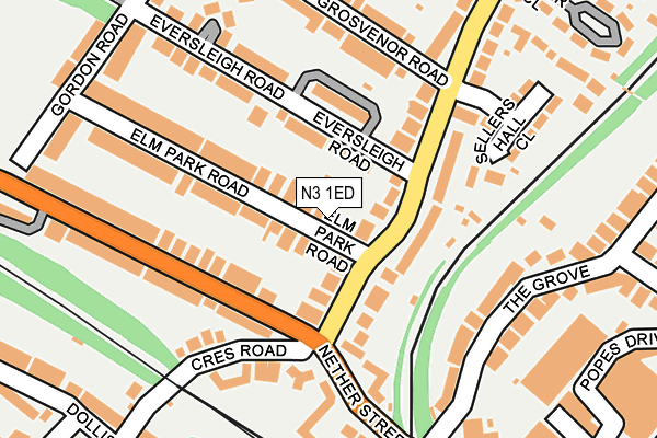 N3 1ED map - OS OpenMap – Local (Ordnance Survey)