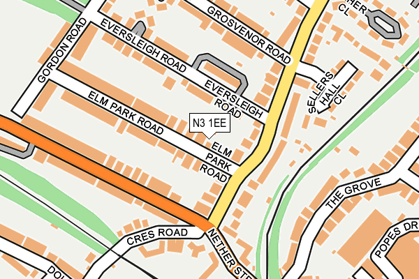 N3 1EE map - OS OpenMap – Local (Ordnance Survey)