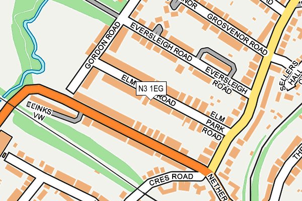N3 1EG map - OS OpenMap – Local (Ordnance Survey)