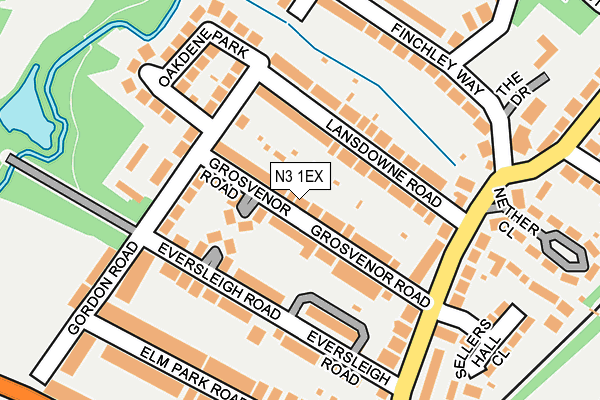 N3 1EX map - OS OpenMap – Local (Ordnance Survey)