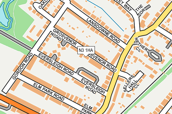 N3 1HA map - OS OpenMap – Local (Ordnance Survey)