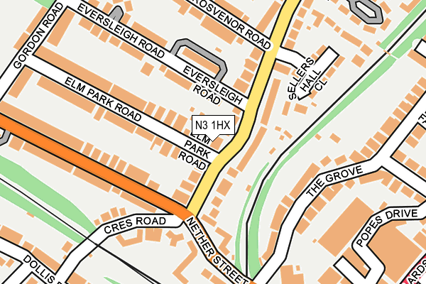 N3 1HX map - OS OpenMap – Local (Ordnance Survey)