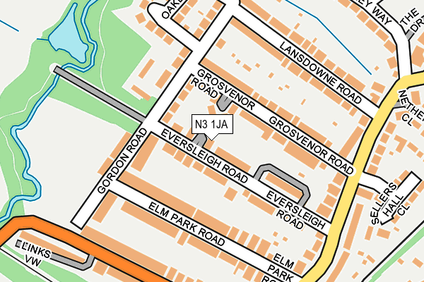 N3 1JA map - OS OpenMap – Local (Ordnance Survey)