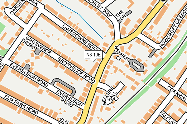 N3 1JE map - OS OpenMap – Local (Ordnance Survey)
