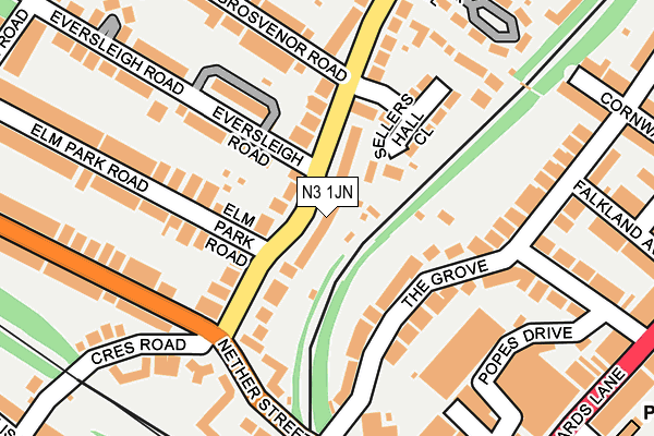 N3 1JN map - OS OpenMap – Local (Ordnance Survey)