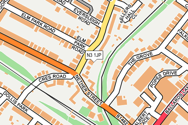 N3 1JP map - OS OpenMap – Local (Ordnance Survey)