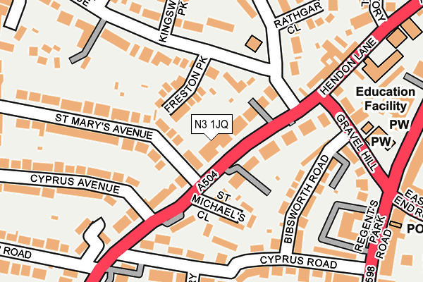 N3 1JQ map - OS OpenMap – Local (Ordnance Survey)