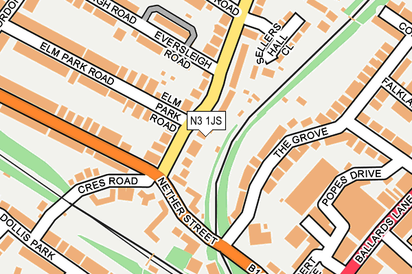 N3 1JS map - OS OpenMap – Local (Ordnance Survey)