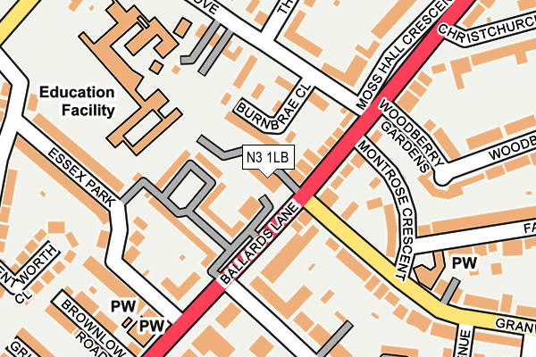 N3 1LB map - OS OpenMap – Local (Ordnance Survey)