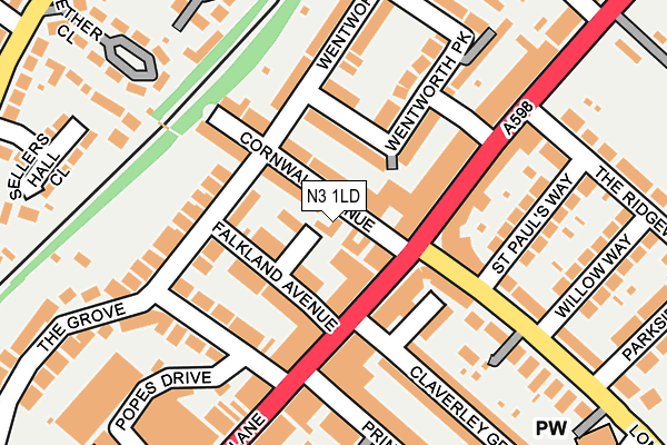 N3 1LD map - OS OpenMap – Local (Ordnance Survey)