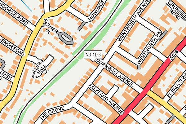 N3 1LG map - OS OpenMap – Local (Ordnance Survey)